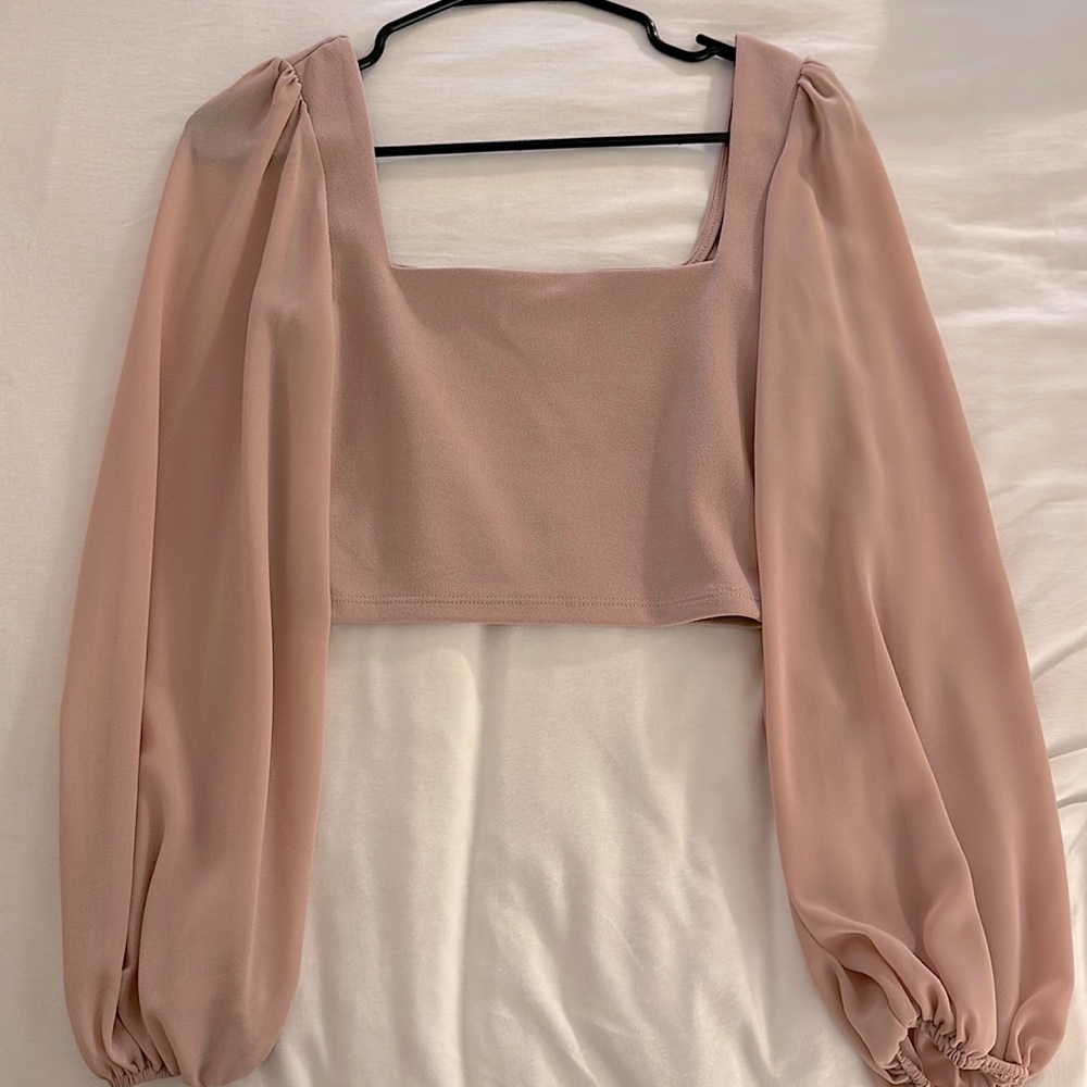 Windsor Women’s Long Sleeve Dusty Pink Crop Top (Size: XS)